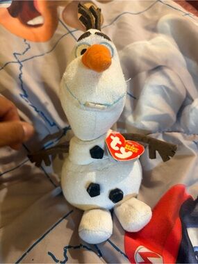 Ty Olaf Plush Toy - White, Orange & Brown